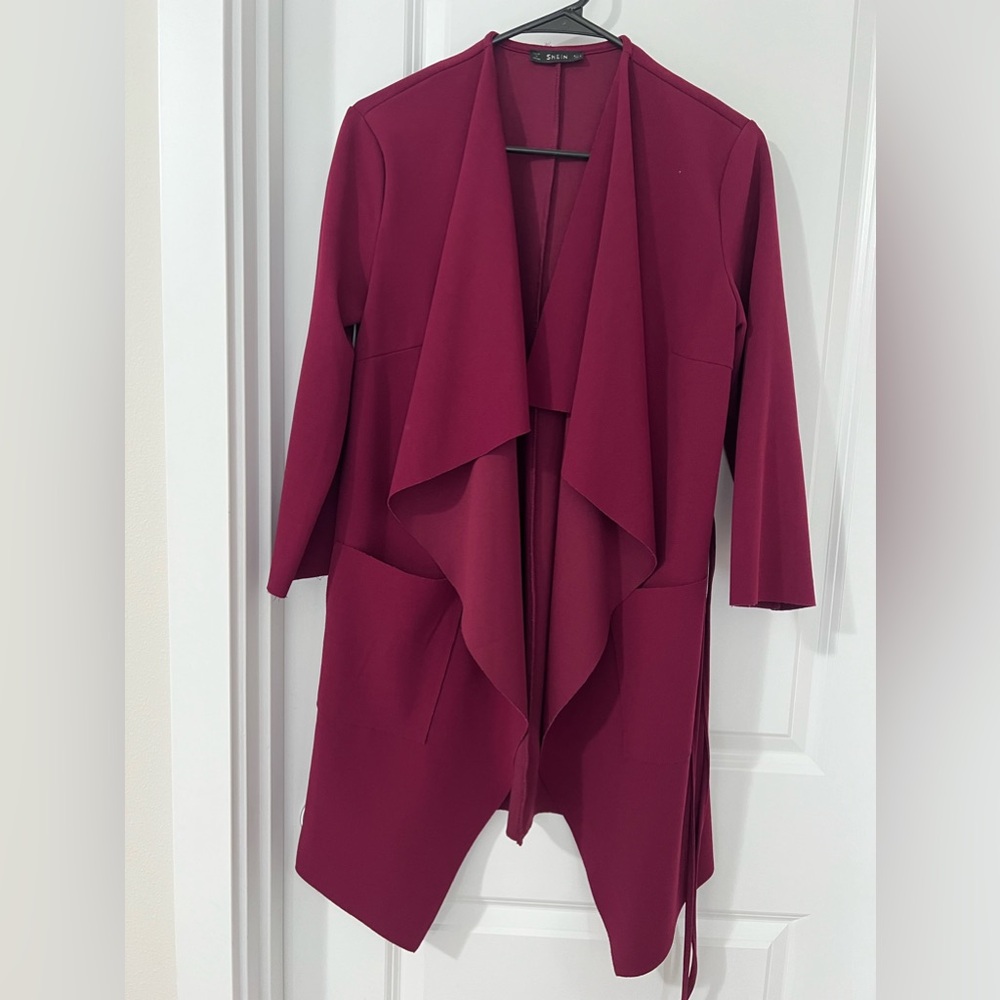 Shein Maroon Shrug with belt